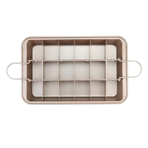 Pan with Dividers Nonstick Brownie Pans and Cutters, Make 18 Pre-cut at Once Perfect Individual Baking Pan All Edge,Gold,12.4''x7.8''x1.5''