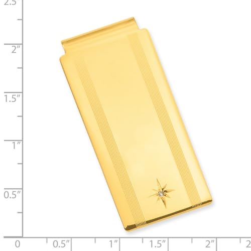 Gold Plated Solid Polished and satin Engravable (front only) Star Cut .001ct Diamond Hinged Money Clip 50x25mm Wide-Money-Clip for Men2