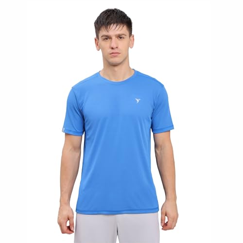 Image of TECHNOSPORT Men's Slim Fit Polyester Activewear Sports T-Shirt with Moisture-Wicking Comfort for Workout, Running & Gym