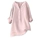 Produktbild Meine bestellungen anzeigen Musselin Bluse Damen Elegant Einfarbig Tshirt V-Ausschnitt Leinenbluse mit Knöpfen Sommer Hemdbluse Baumwolle Leinen Shirts Oversize Oberteile Große Größen Blusen