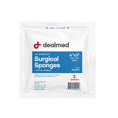 Dealmed Sterile Gauze Pads – 25 Count, 12-Ply, 4’’ X 4’’ Gauze Pads, Packages Of Two, Disposable, Individually Wrapped Medical Gauze Pads, Wound Care Product For First Aid Kit And Medical Facilities #TOP3