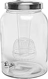Circleware Sun Tea Mason Jar Beverage Dispenser with Fruit Infuser, Ice Insert and Metal Lid...