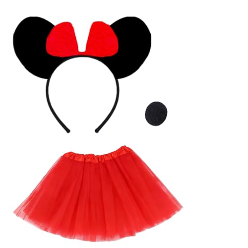 Youngly® Minnie Mouse Ohren Haarreif – Mit Roter Schleife & Polka Dots, Verstellbar (Kostüm-Party-Zubehör Für Mädchen)