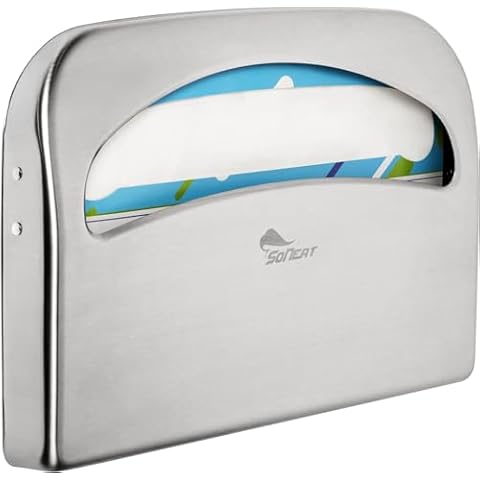 SoNeat Toilet Seat Covers Dispenser - Half Fold Stainless Steel Wall Mounted Toilet Seat Cover Holder for Commercial, Office, Restaurants, Hospitals and Schools, 16.81 Inches, 500 Seat Covers Capacity Cover