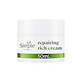 Simple Repairing Rich Face Cream facial moisturiser with 22% ceramide boosters, organic cica and provitamin B5 for a stronger skin barrier repairs and replenishes very dry, sensitive skin 50 ml