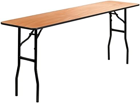 Flash Furniture 6-Foot Rectangular Wood Folding Training / Seminar Table with Smooth Clear Coated Finished Top