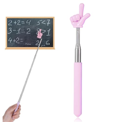 WeddHuis Extensible Telescópico Retráctil de Acero Inoxidable, 1 pieza, Dedo Puntero, Palo para Profesores de Escuela Primaria y Jardín de Infancia, Ideal para Presentaciones con Laser Pointer (Rosa)