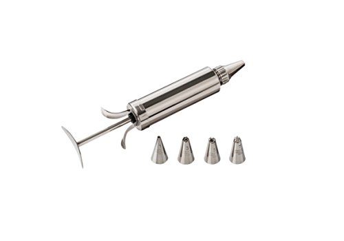 Paderno World Cuisine Stainless Steel Decorating Gun Set with 5 Tips