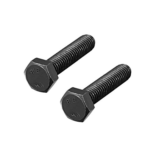 Image of uxcell M8x35mm Hex Head Left Hand Screw Bolts Fastener Carbon Steel Black 2pcs