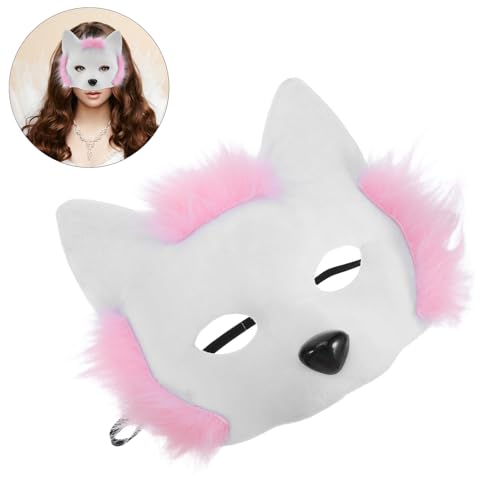 Masque de chat en peluche blanc texture douce pour déguisement - 2