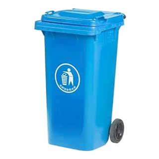 DUAS Outdoor Wheelie Bin Trash Can Large 100L & 120L EN840 Certified Rubbish Waste Dustbin with Lid, Rubber Wheels, and Steel Axle – Durable for Home Workplace and Commercial Use (Blue, 100L)