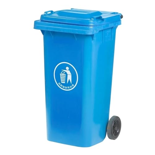DUAS Outdoor Wheelie Bin Trash Can Large 100L & 120L EN840 Certified Rubbish Waste Dustbin with Lid, Rubber Wheels, and Steel Axle – Durable for Home Workplace and Commercial Use (Blue, 100L)