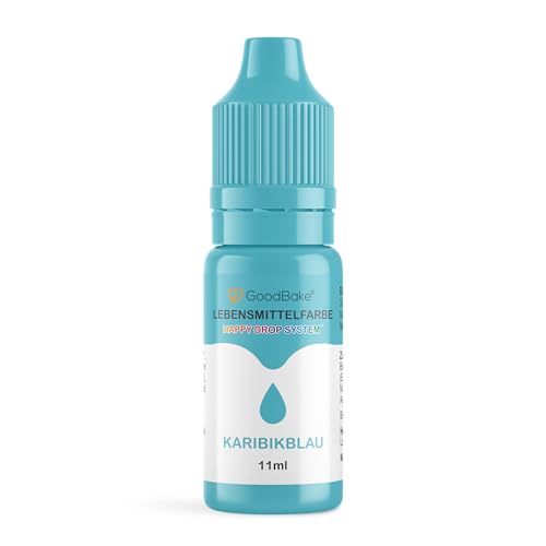GoodBake Lebensmittelfarbe Karibikblau Pastell (11 ml) flüssig - farbintensiv, geschmacksneutral, vegan & zuckerfrei - Food Coloring für Tortendeko, Kuchenteig, Fondant, Kekse, Getränke, DIY