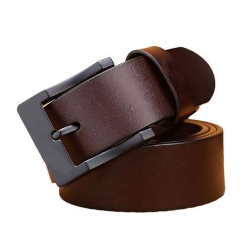 Men Wide Leather Belt with Classic Pin Buckle for Business or Casual Wear