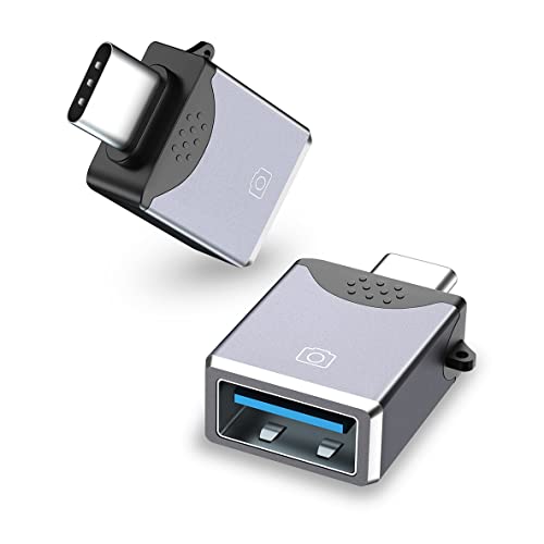 TargetGo Adaptador USB C a USB 3.0 [Paquete de 2], Adaptador 5 Gbps USB C Macho a USB A Hembra, USB Tipo C a USB, Compatible con MacBook Pro 2021 iMac iPad Pro, MacBook Air 2022 (Gris) Cover