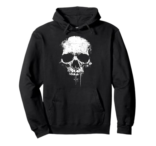 Skull Grunge Black White Art Graphic Women Men Pullover Hoodie