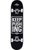 TITUS Skateboards-Complete Keep Pushing, Black, 8, Komplett Board, 7 Schichten Ahornholz, bereits fertig montiert, Skateboard für Jugendliche, Erwachsene, Anfänger, Profis, Mädchen und Junge, Skate