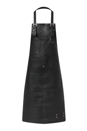GlobeeCraft Delantal Barbacoa Cuero Negro