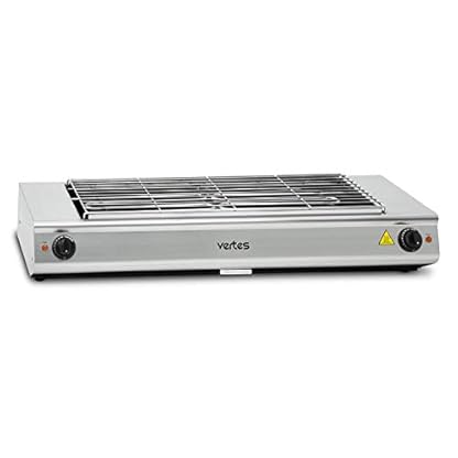 vertes BBQ Grill Elektrogrill Tischgrill Gastrogrill Elektrisch 4800W aus Edelstahl, Extra Groß, 2x Temperatur Stufenlos bis 500°C, Fettauffangschale, Grillrost 76,5 x 23,5 cm, Anti Rutsch Gummifüße – Bild 8