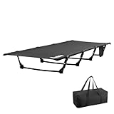 Anbte Ultralight Folding Camping Cot, 275lbs Capacity Portable Camping Cot Comfortable Folding Bed with Storage Bag & Side Pocket, Lightweight, for Outdoor Travel Tent Indoor Emergency Bed, Black