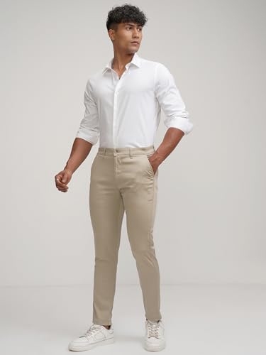 Image of Highlander Men's Slim Fit Formal Trousers | Ankle Length |Smart Trousers for Men | Chino Trousers for Men|Elegant Design | Comfortable Fabric for Daily Work & Formal Occasions