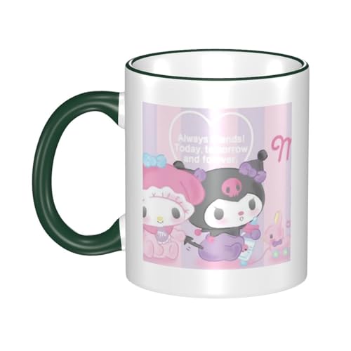 マイメロディ マグカップ 保温・保冷 電子レンジ対応 コーヒーカップ 陶器 セラミック 耐高温 軽量 個性人気 誕生日プレゼント大容量 Dark Green