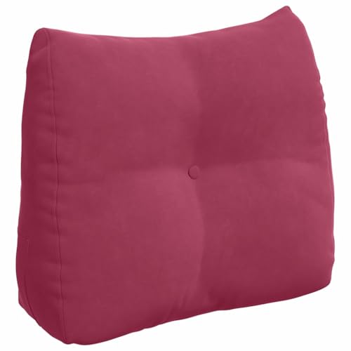 Coussin de dos de luxe en velours bordeaux avec dossier ergonomique chic - 3