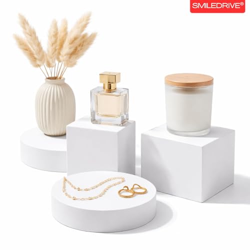 Image of SMILEDRIVE Product Photography Props 6-piece Set, White | Jewelry Photo Shoot Props, Hard Foam Riser & Blocks, Lightweight, Waterproof, Re-usable