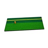Vaveren Golf Hitting Mat, Practice Mat Artificial Grass Multifunction Non Slip Bottom Putting Green Rug for Home Indoor Outdoor, Yellow Line