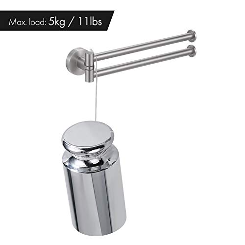 Kes Kitchen Swivel Towel Bar 9-Inch Swing Out Towel Rack Double Towel Bar 2-Arm Wall Mounted Sus 304 Stainless Steel Brushed Finish, A2106S23-2 #TOP6