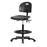 Thomas ECOM HPHBCH-RG-T0-A0-CF-RC Industrial Polyurethane High Bench Height Chair with Black Nylon Base Without Tilt Without Arms, Chrome Foot Ring, Casters