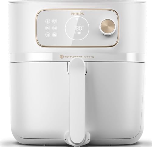 Philips Airfryer Combi 7000 Series XXL - 8.3L (2kg), 22-in-1 airfryer, WiFi connected, 99% less fat added** with Rapid CombiAir, HomeID App, White (HD9876/20)