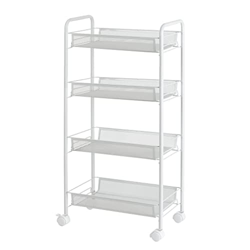 JFGJL 4Tier Rolling Cart Mesh Wire Rolling Cart Bathroom Kitchen