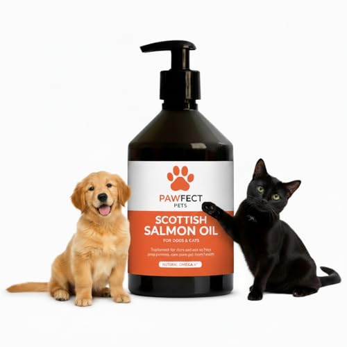 Scottish Salmon Oil for Dogs & Cats 500ml | Omega 3 6 & 9 Fish Oil For Dogs & Cats | Pets Food Treat Supplement for Skin & Coat Shine, Itch Relief, Joint & Brain Support | Pure Dog Salmon Oil for Pets