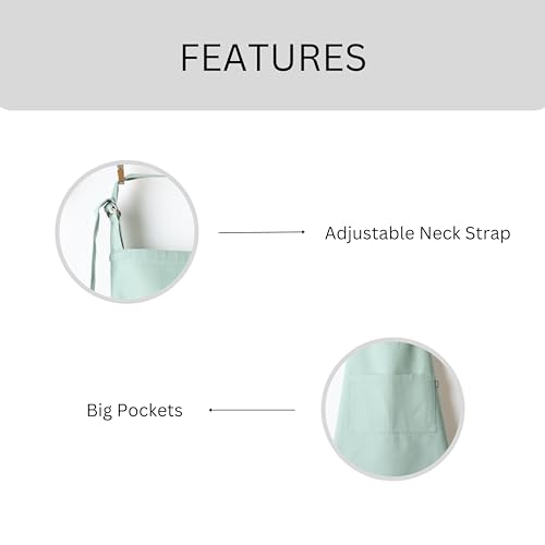 Image of Uni Plain Apron Title - 100% Cotton Kitchen Apron For Women & Men | Uni Plain, (28 inch X32 inch) | Durable Apron with Spacious Pocket - Perfect Kitchen Set for Home or Professional Use