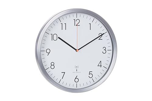 TFA Dostmann 60.3517 - Reloj de pared analógico con marco de aluminio, silencioso, fácil de leer, ideal para oficina, 305 x 45 x 305 mm, color antracita