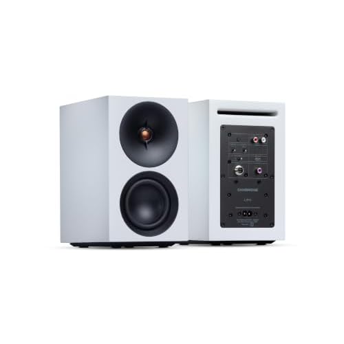 Cambridge Audio L/R S - 100W Kompakte Aktive Stereo Lautsprecher mit aptX HD Bluetooth, USB Audio, Aux & Optisch, Subwoofer Ausgang, Fernbedienung, Raumabstimmung, DynamEQ – Weiß