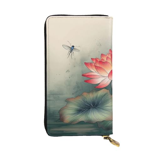 Portefeuille en cuir véritable fleuri avec protection anti-RFID et grand volume