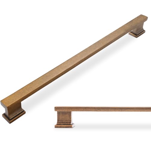 COTYKILEY 10 Pack 9Inch(228mm) Antique Brass Kitchen Cabinet Handles Cabinet Pulls Vintage Drawer Pulls Aged Gold Bronze Kitchen Cabinet Hardware