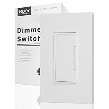 MOES Digital Dimmer Light Switch, 3 Way & Single Pole Dimmable Switches for LED,CFL,Incandescent,Halogen, 600Watt Max, No Neutral Wire Required, ON/Off Switch with Dimming Buttons