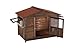 All-Around Iron Frame Outdoor Wooden Dog Kennel with Waterproof Roof & Large Porch – Durable Weatherproof Pet Shelter for Large Dogs