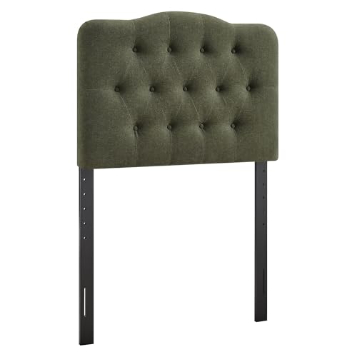 Modway Annabel Premium Linen Blend Twin Headboard in Sage - Soft Fabric Headboard Only with Diamond Button Tufting and 7 Height-Adjustable Positions by Modway - Used condition - Image 2