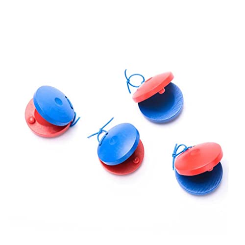 SUPVOX 4pcs Wooden Castanets for Early Musical Education Safe and Wood Color for Hand Eye Coordination and Rhythm Development