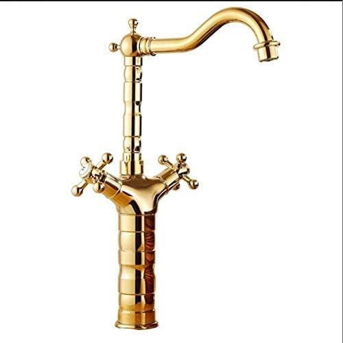 Kitchen Taps Faucet Basin Gold Brass Crane Bathroom Sink 360 Degree Swivel Double Handle