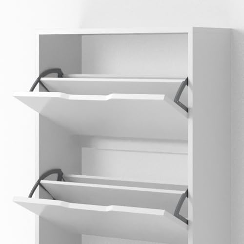 Vicco Schuhschrank Luca Schuhkipper in Weiß, 59 x 169 cm mit 5 Fächern