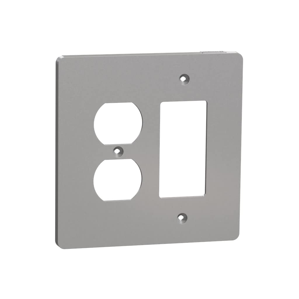 Square D by Schneider Electric Square D X Series Outlet Wall Plate, 2 Gang Mid Size Plus Combination Decorator Duplex, Matte Black (SQWS802452BK)