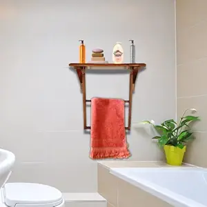 Vintage Wooden Towel Stand/Towel Holder/Bathroom Rack/Shelf/Pure Seasoned Wood/Stand Multipurpose USES Holder/Big in Size 45 CM Length/Hand Made Indian Product