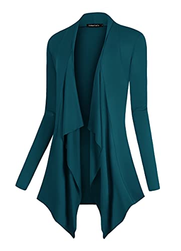 Image of Urban CoCo Women's Drape Front Open Cardigan Long Sleeve Irregular Hem