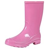 Evshine Women's Mid Calf Rain Boots Waterproof Garden Shoes，Pearl Pink，8