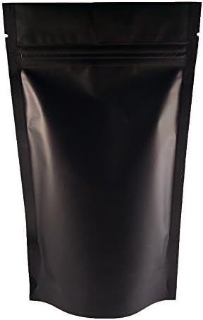 RIGHTPAK Black Matt Stand Up Pouches with Resealable Zipper and Tear Notch for Food Packaging Bags (50, 8cm x 13cm)
